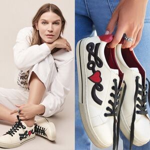 Brighton‎ Lace Up Low Top Love Me White Leather Sneakers Sz 7.5 M Made In Brazil